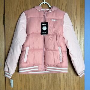 DKNY Kids Jacket Lg 14/16 Pink NWT slight defect in logo see description